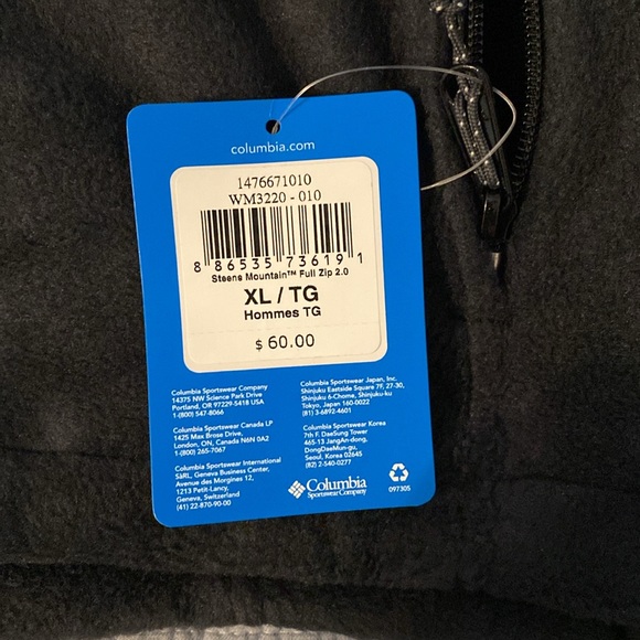 Columbia Black Crew Neck Sweater w Zipper, Brand New with tags - Picture 3 of 4